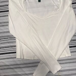 Wild Fable Cream Ribbed Long Sleeve Top